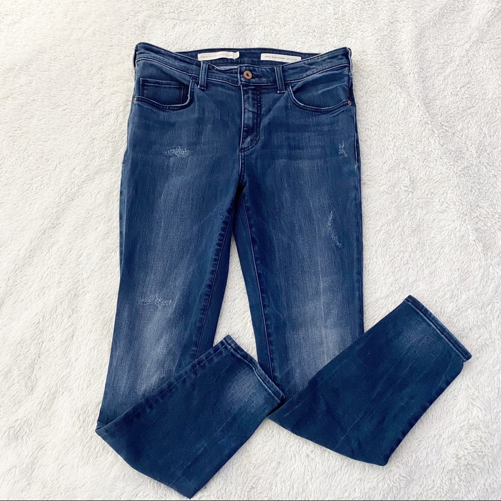 Pilcro and the Letterpress High-Rise Skinny Distressed Denim Jeans Size …